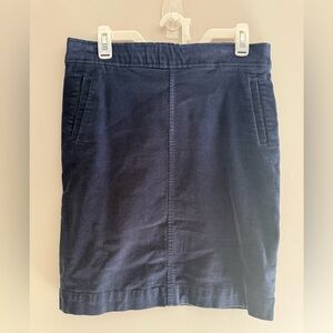 Laura Scott Blue Corduroy Skirt SZ SM Mini Pockets Straight Elastic Band Preppy